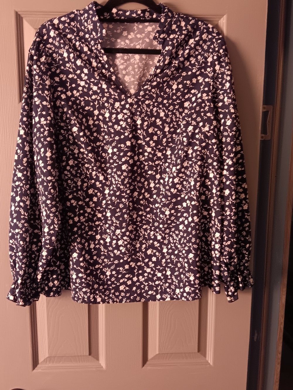 Women's Black Floral V-Neck Blouse